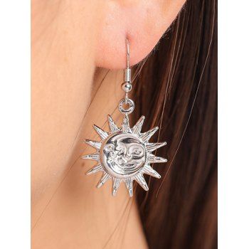 

Vintage Totem Sun Pendants Solid Color Alloy Bohemian Drop Earrings, Silver