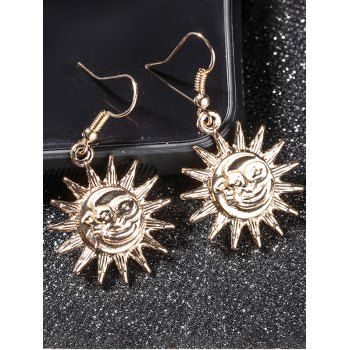 

Vintage Totem Sun Pendants Solid Color Alloy Bohemian Drop Earrings, Golden