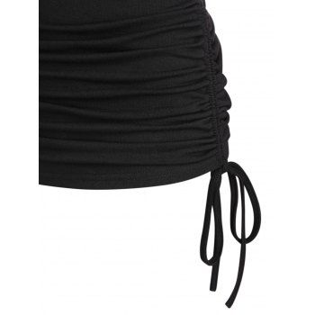 O Ring Cinched Ruched Tie Tank Top