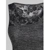 Contrast 2 In 1 Tank Top Rose Flower Lace Panel Cinched Tie Longline Top - DARK GRAY L