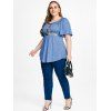 T-shirt à Paillettes et Découpes en Echelles avec Manches Raglan - Bleu clair 2X | US 18-20