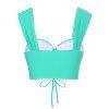 Bright Color Underwire Bikini Top Lace Up Cut Out Plain Swim Top - GREEN S