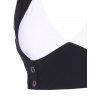 Two Tone Swimsuit Grommet High Rise Halter Padded Tankini Swimwear Set - BLACK XXL