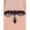 Vintage Hollow Out Lace Choker Heart Pendant Elegance Necklace - BLACK 