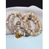 4 Pcs Bohemian Trendy Colorful Beaded Crystal Heart Pendant Layered Bracelets - LIGHT YELLOW 