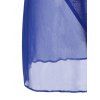 Robe Lingerie Nouée Festonnée Feuille Fleurie Panneau en Dentelle en Maille Transparente à Col Halter - Bleu ONE SIZE