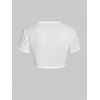 Mesh Sheer T Shirt Tie Front Solid Color Short Sleeve Summer Cropped Tee - WHITE XL