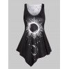 Asymmetrical Lace Sheer Moon and Sun Tank Top - WHITE S