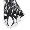 V Neck Octopus Print Tank Top Asymmetric Strappy Ruched Bust Top - BLACK XL