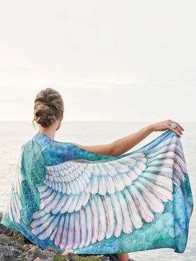 Boho Chiffon Cover Up Wing Floral Print Sheer Beach Cover-ups