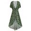 Robe de Cache-maillot Kimono de Plage Transparente à Imprimé Feuille Tropicale à Ourlet Asymétrique Nouée - Vert profond XL