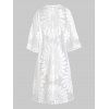 Cache-maillot de Kimono de Plage Festonné Fleuri en Dentelle Transparente - Blanc ONE SIZE