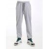 Pantalon Jogging Sportif en Coton à Taille Élastique avec Poches - Gris Clair S