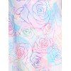 Rose Flower Print Longline Tank Top Pastel Color Bowknot Summer Top - WHITE L