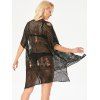 One Size Beach Style Lace Up Cut Out Knit Crochet Cover Up - BLACK ONE SIZE