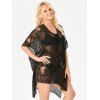 One Size Beach Style Lace Up Cut Out Knit Crochet Cover Up - BLACK ONE SIZE