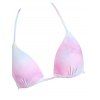 Tie Dye Halter Beach Bikini Swimsuit Allover Rose Print High Cut Tied Open Back Three Piece Swimwear - LIGHT PINK XL