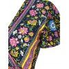 Allover Floral Print Maxi Dress Surplice Plunging Neck High Slit Flutter Sleeve Dress - multicolor L