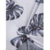 Tropical Leaf Print Cut Out Waist Mini Dress - LIGHT GRAY XL