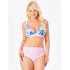 Maillot de Bain Bikini Superposé Noué à Imprimé Feuille - Rose clair M