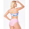 Maillot de Bain Bikini Superposé Noué à Imprimé Feuille - Rose clair M