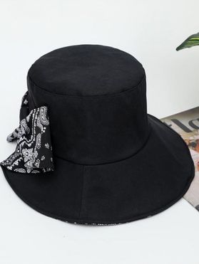 Beach Bucket Hat Paisely Bowknot Slit Solid Color Trendy Hat