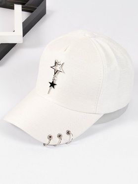 Unisex Baseball Cap O Ring Circle Star Charms Sun Protection Solid Color Trendy Hat