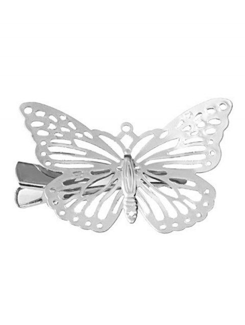 2Pcs Silver Hollow Out Butterfly Trendy Hair Clips