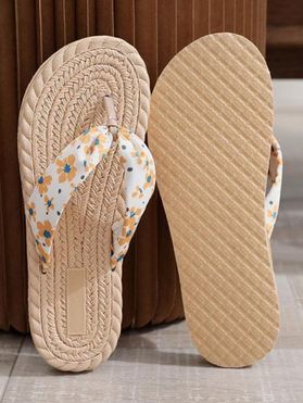Casual Flip Flops Daisy Print Non-slip Summer Beach Slippers