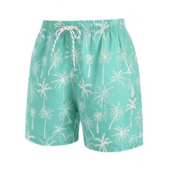 

Coconut Tree Print Board Shorts, Green