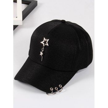 Unisex Baseball Cap O Ring Circle Star Charms Sun Protection Solid Color Trendy Hat