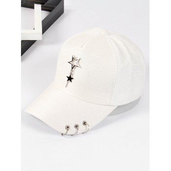 

Unisex Baseball Cap O Ring Circle Star Charms Sun Protection Solid Color Trendy Hat, White