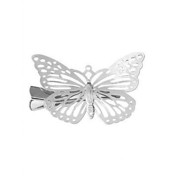 Pair Silver Hollow Out Butterfly Trendy Hair Clips