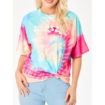 

Colorful Tie Dye Ombre Floral Print Raglan T Shirt, Multicolor