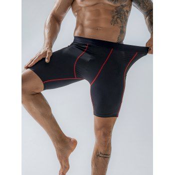 

Beach Swimming Trunks Colorblock Basic Striped Elastic Waist Skinny Swimming Bottom, Black