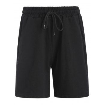 

Pure Color Cotton Basic Drawstring Shorts Summer Casual Home Stay Sporting Shorts Jogging, Black