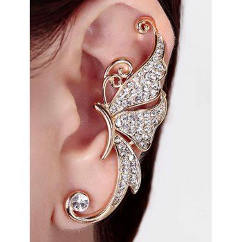 Fashion Women Bohemian Alloy Butterfly Rhinestone Romance Stud Earrings Jewelry Online White