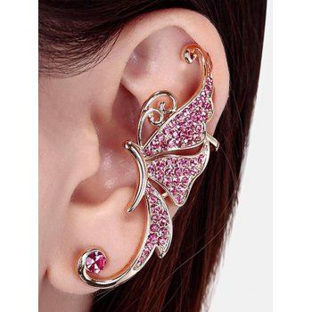 Fashion Women Bohemian Alloy Butterfly Rhinestone Romance Stud Earrings Jewelry Online Light pink