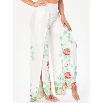 

Slit Butterfly Print Wide Leg Pants, Multicolor a