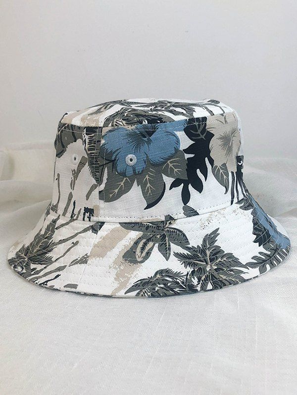 Tropical Bucket Hat Sun Protection Leaf Floral Print Trendy Beach Hat - multicolor C 