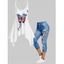 American Flag Print Asymmetrical Butterfly Cami Sundress and 3D Patriotic Capri Jeggings Summer Outfit - multicolor S