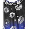 Rose Lace Insert Lip Star Print Polka Dot Striped Ombre Tank Top and Pockets Frayed Hem Distressed Zipper Fly Denim Shorts Summer Casual Outfit - multicolor S