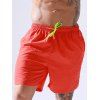 Vacation Casual Board Shorts Solid Color Drawstrings Pockets Basic Summer Beach Shorts - BLUE L
