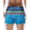 Contrast Colorblock Casual Board Shorts Striped Print Drawstrings Pockets Summer Beach Shorts - LIGHT BLUE XL
