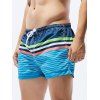 Contrast Colorblock Casual Board Shorts Striped Print Drawstrings Pockets Summer Beach Shorts - LIGHT BLUE XL