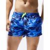 Camo Print Casual Board Shorts Camouflage Pockets Summer Drawstring Beach Shorts - BLUE S