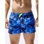 Camo Print Casual Board Shorts Camouflage Pockets Summer Drawstring Beach Shorts - BLUE S
