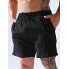 Vacation Casual Board Shorts Drawstrings Solid Color Pockets Summer Beach Shorts - BLACK M