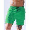 Vacation Casual Board Shorts Drawstrings Solid Color Pockets Summer Beach Shorts - GREEN XL