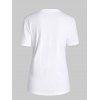 T-shirt D'Eté Décontracté Croisé Graphique Imprimé Manches Courtes à Col Rond - Blanc XL